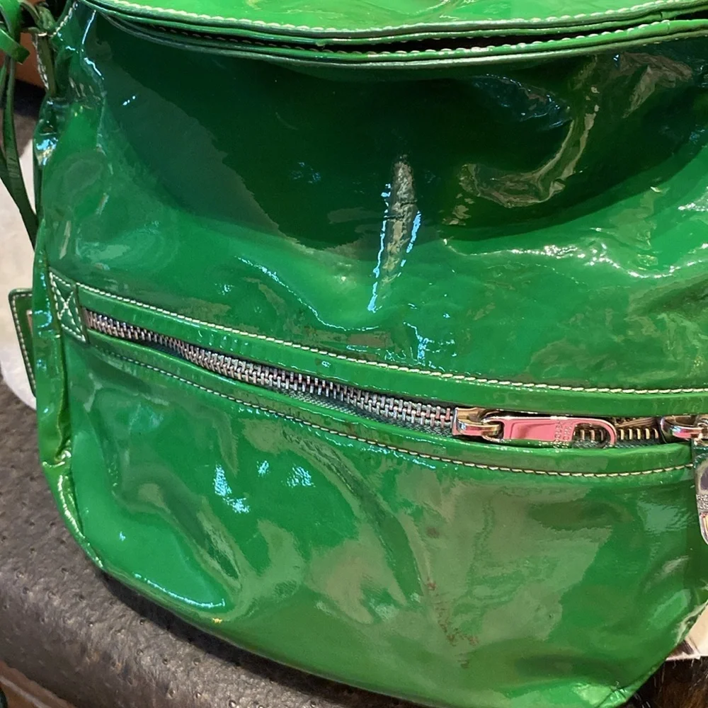Badgley Mischka Nina Studded Satchel handbag green Smooth Leather - Picture 3 of 7